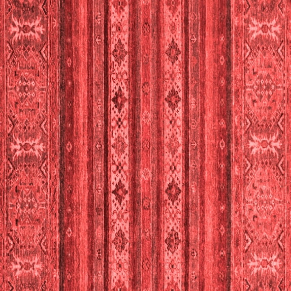 Ahgly Company Machine Washable Indoor Square Abstract Red Modern Area Rugs, 4' Square