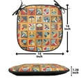 thumbnail image 5 of Autumn Chair Seating Cushion Set of 4, Various Seasonal Abstract Mushroom Doodles Patchwork Printed Illustration, Seat Pads for Office with Anti-slip Backing, 16"x16", Dark Pink Marigold, by Ambesonne, 5 of 7