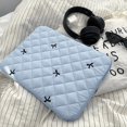 thumbnail image 4 of Blue Quilted Laptop Sleeve Bag with Bow Detail Large Size, 4 of 8