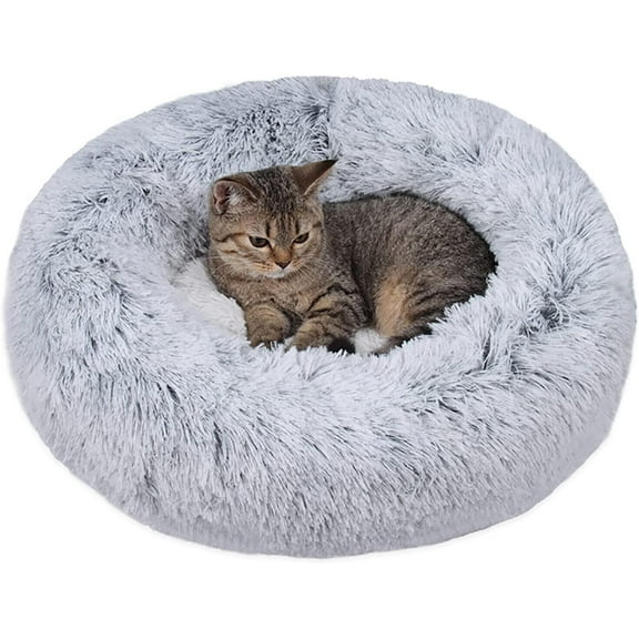 Generic Bed Cushion for Dogs and Cats, Winter, Large Plush Double Grey  23"x23"