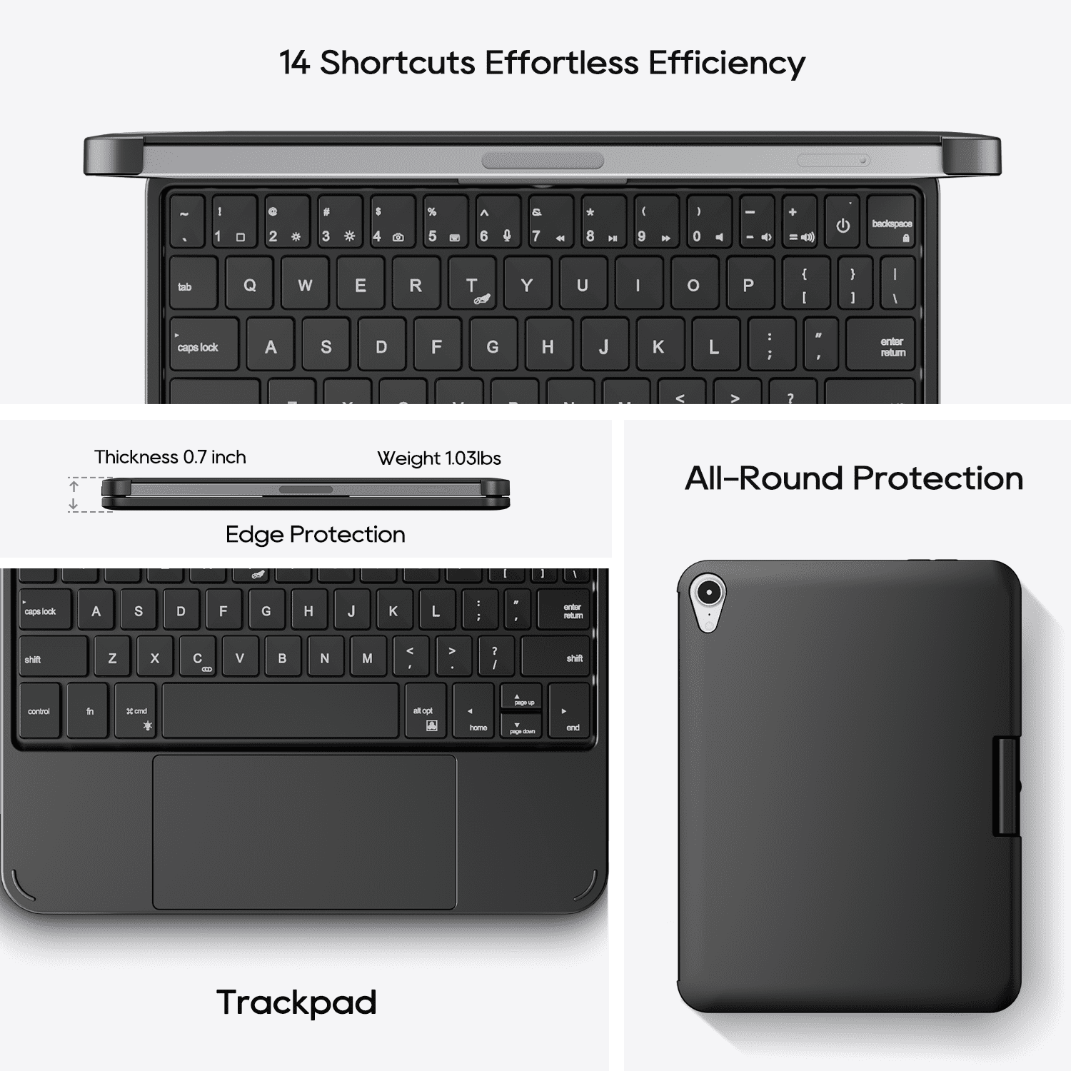 Pekarejue Keyboard Case Compatible with iPad Mini 7th Generation 2024 (A17 Pro) / iPad Mini 6th Gen 8.3 Inch 2021: 360 Degree Rotatable Cover Multi-Touch Trackpad RGB Backlit Space Gray