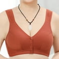 thumbnail image 3 of Bigersell Comfortable & Convenient Front Button Bra Women Full-Coverage Wireless Bras Comfortable Soft V-Neck Front Snap Bras Older Women Solid Push up Bras No Underwire C-7-Orange L, 3 of 3