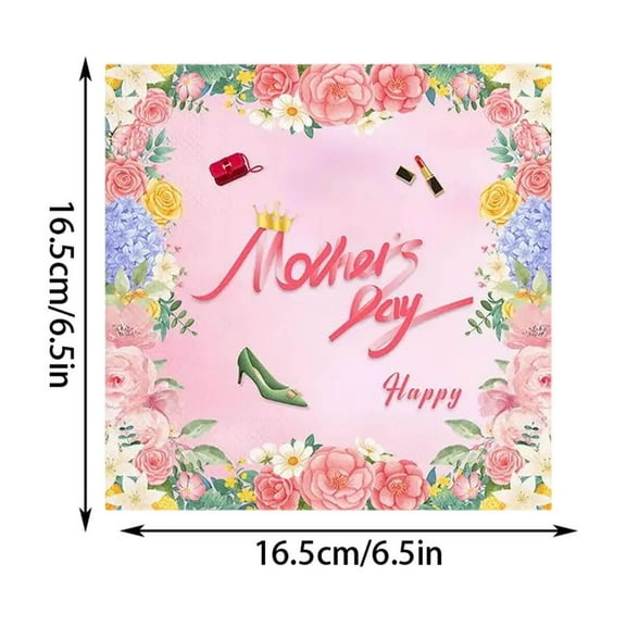 HBBKVI Mother's Day Disposable Tableware Set for 16, Biodegradable Plates Cups Napkins Tablecloths Streamers, Peach Pink Theme with Gift Box, Includes 7-inch & 9-inch Plates