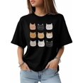 thumbnail image 4 of Womens T-Shirts Cute Cat T-Shirt Crewneck Short Sleeve Summer Tops Casual Loose Tees Cartoon Animal, 4 of 8