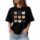 thumbnail image 4 of Camisetas de mujer, camisetas de gato lindo, camisetas de verano de cuello redondo y manga corta, camisetas casuales holgadas con dibujos de animales, 4 of 8