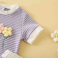 thumbnail image 5 of Toddler Outfits for Girls Baby Summer Clothes Crew Neck Cotton Striped Flower T-Shirt with Shorts Clothing Sets, 5 of 6
