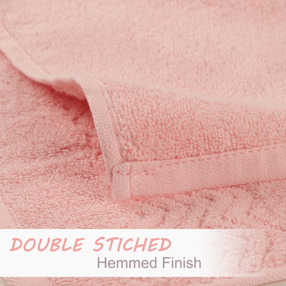 Unique Bargains Soft Absorbent Cotton Plush Bath Towel Set Collection Pink 6 Pieces