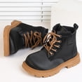 thumbnail image 7 of YMUQEIGH Toddler Girls Boys Combat Ankle Boots Little Kid Waterproof Outdoor Chelsea Fall Booties Leather Comfort Shoes (Toddler/Little Kid), 7 of 7
