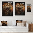 thumbnail image 4 of Designart "Tiger Roaring Brown Portrait" Animals Print on Natural Pine Wood, 4 of 5