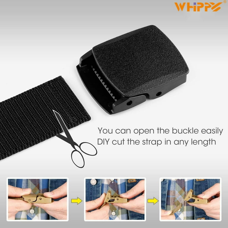 WHIPPY Men's Nylon Belt, Web Canvas Work Belt with Plastic Buckle