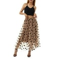 thumbnail image 2 of Caoirhny Women's Mid-Length Skirts, Heart Printed High Waist Mesh Vintage Style Skirts, Casual Simple Bottoms, 2 of 9