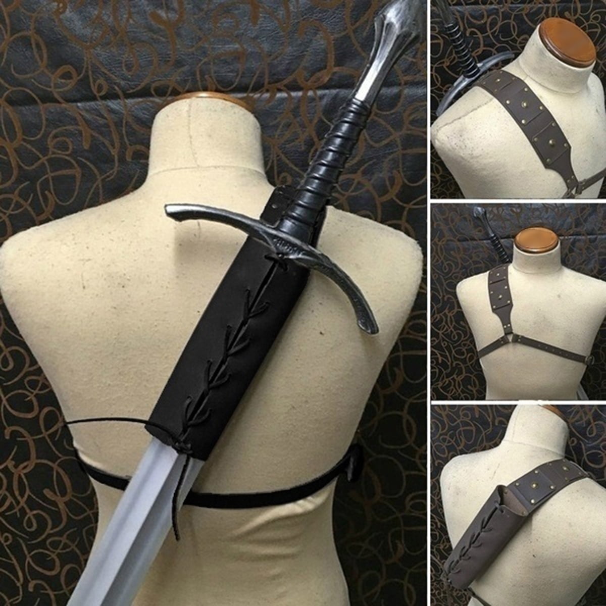 Vintage Cosplay Costume Retro PU Leather Strap Scabbard Back Sword Holder Walmart Canada