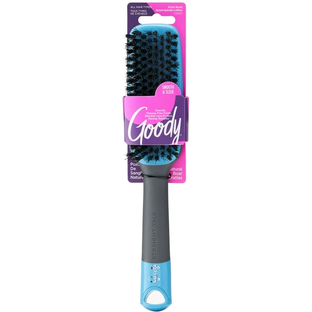Goody Straight Talk Boar Bristle Hair Brush Gray and Blue 1 Ct