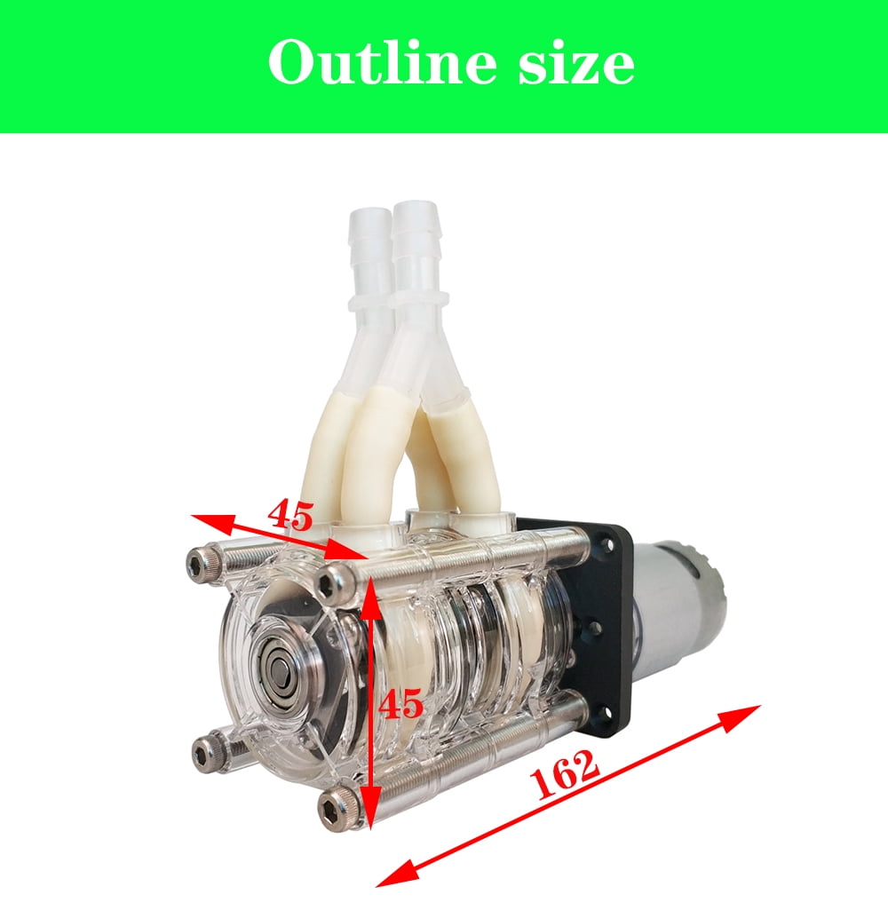 Peristaltic Pump, Water Pump, Dosing Pump, Dual Pump Head, 12V 24V DC, High Flowrate For Aquarium Lab Analytical ,Adjustable Flow Rate