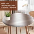thumbnail image 3 of Brown Ombre Round Tablecloth 45-54 Inch Round Fitted Table Cloth with Elastic Edge, Farmhouse Stripes Modern Art Waterproof Table Cover Protector for Outdoor Picnic Party Dining, 3 of 6