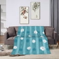 thumbnail image 2 of Blue Striped Flowers Throw Blanket, Super Soft Anti-Pilling Flannel Bed Blankets, 80"x60", 2 of 8