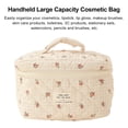 thumbnail image 4 of Homerr Trousse de Maquillage à Imprimé Floral en Coton, Grande Capacité, Fermeture Éclair, Poignée Douce, 4 of 7