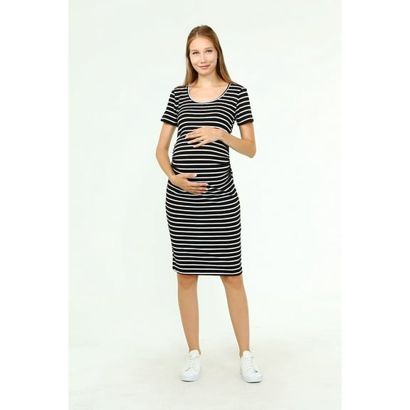 LVMA5330 - Women's Maternity Bodycon Stripped Dress