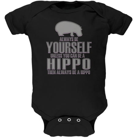 

Old Glory Always Be Yourself Hippo Short Sleeve Graphic Baby One Piece