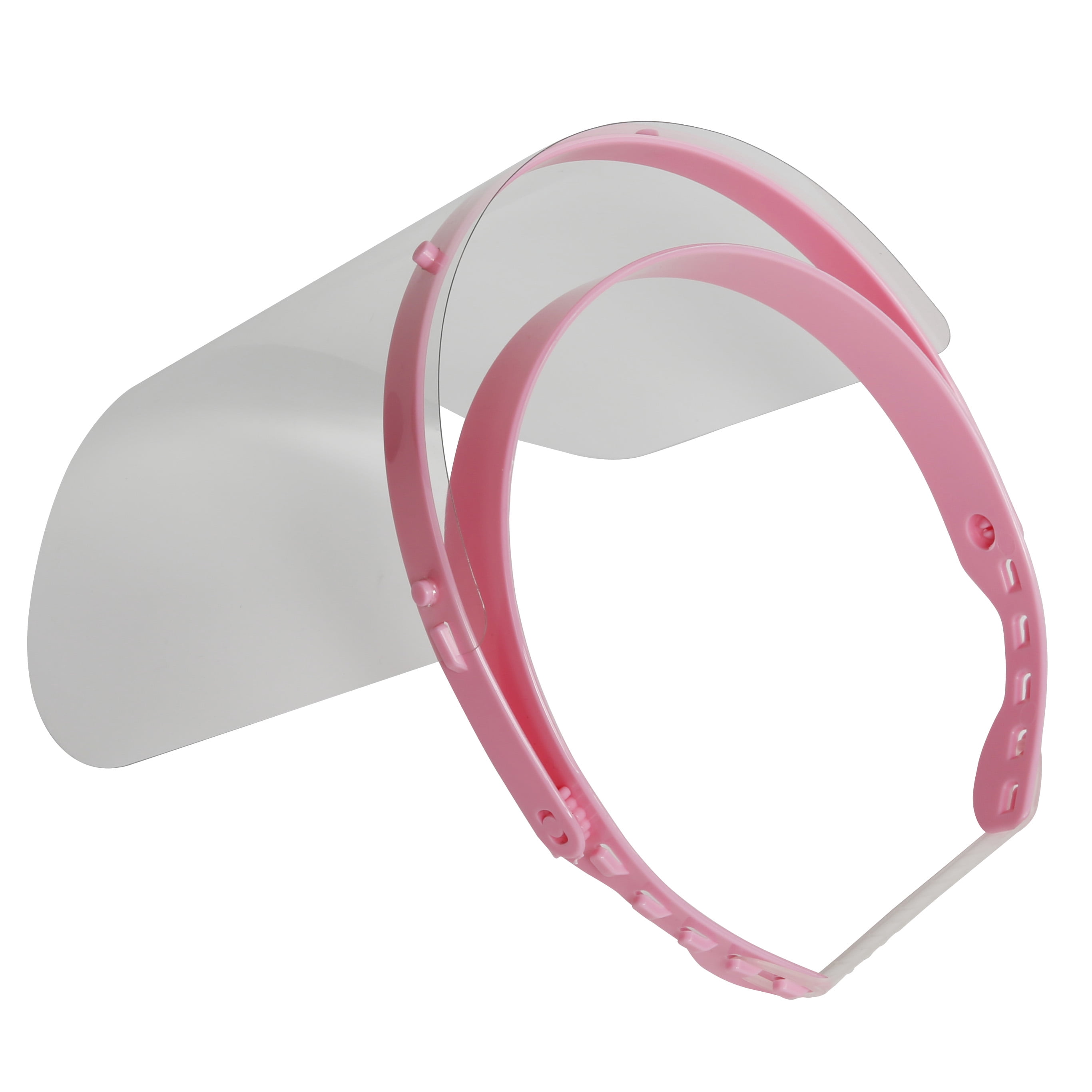M&T Displays Reusable Face Shield for Kids, Adjustable Transparent Full Face Protective Visor, Eye & Head Protection, Barrier Against Coughing, Sneezing and Spitting, Facial Cover (50 Pack, Pink)