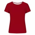 thumbnail image 7 of Womens T Shirts Women's Tops Casual Ribbed Knit Slim Fit Short Sleeve T Shirt Basic Solid Color Crew Neck Tee Top for Daily Wear, 7 of 7