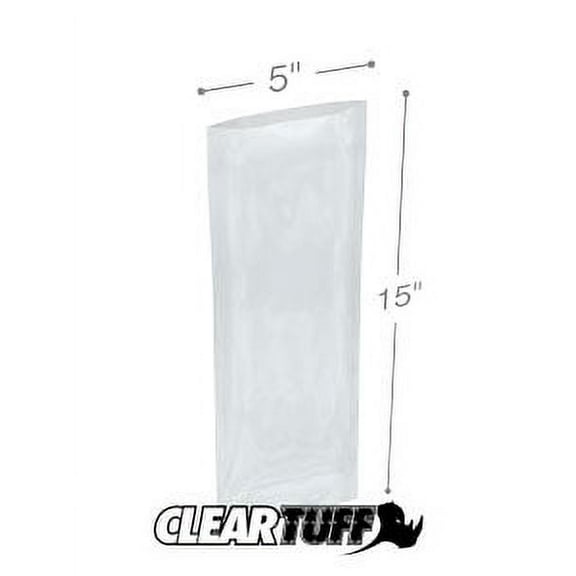 ClearTuff - 5" x 15" 2 Mil Flat Poly Bags - 1000/Case