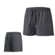 thumbnail image 4 of Pantalones Cortos de Cintura Elástica para Hombre Color Sólido Fitness Correr Entrenamiento Lacing Double Shorts Atléticos, 4 of 9