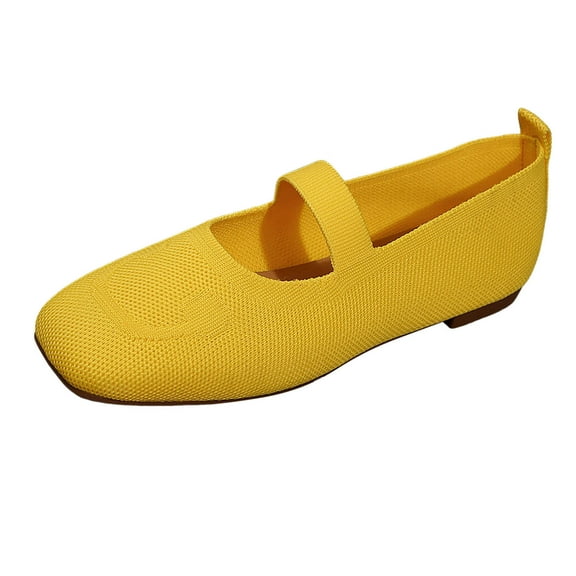 Xiaoxatg Elegant Women's Casual Ballet Flat Shoes Comfortable Velvet -On for Summer Activities Stylish Gymnastics Footwear for Daily Wear 9..5 Yellow