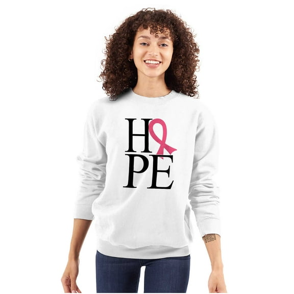 Hope Pink Ribbon Breast Cancer BCA Women Plus Size Crewneck Sweatshirt Brisco Brands 2X