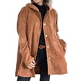 thumbnail image 1 of Chaqueta Informal de Holgada con Capucha y Larga para Mujer, Otoño e Invierno Marrón M, 1 of 6