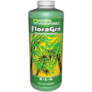 General Hydroponics FloraGro 2-1-6, Use With FloraMicro & FloraBloom, Provides Nutrients For Structural & Foliar Growth, Ideal For Hydroponics, 1-Quart