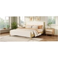 thumbnail image 5 of White Boucle Queen Platform Bed Frame with Wood Legs, Upholstered Low Profile Bed, No Box Spring Needed, Modern Bedroom Furniture, 5 of 10
