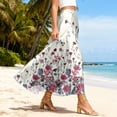 thumbnail image 4 of LWavelet Women Leaf Print Maxi Skirt Elastic Waist With Pockets Boho Long Skirt Beige 2XL, 4 of 5