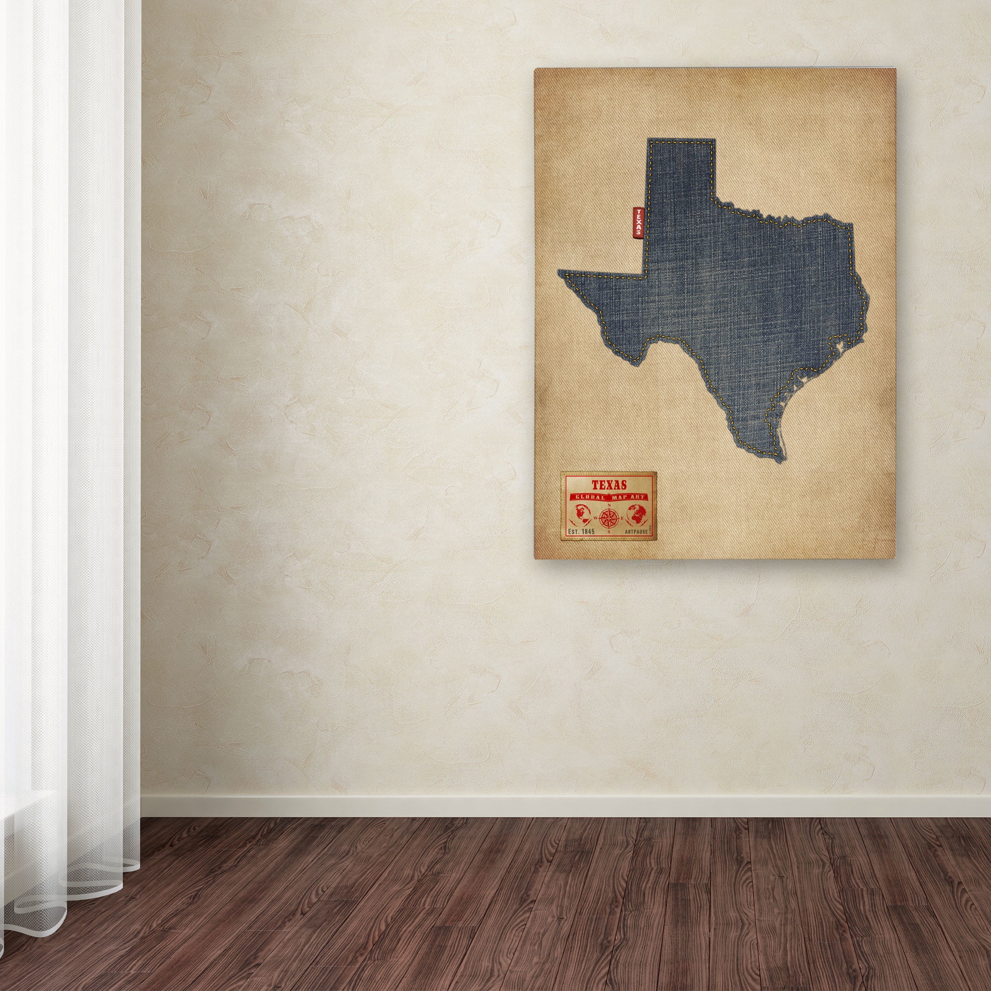 Trademark Fine Art "Texas Map Denim Jeans Style" Canvas Art by Michael Tompsett