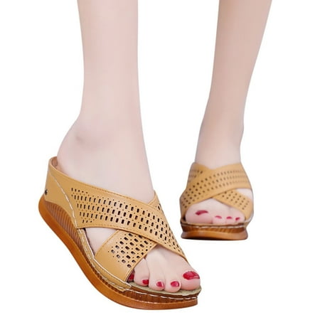 

Slippers for Women Fashion Heels Thick Casual High Slip Outdoor Platforms On Slippers Shoes Women S Women S Slipper Womens Slippers Pu Brown 38