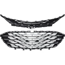 CCPAO Compatible with 2019-2023 Chevrolet Malibu Front Bumper Upper Lower Grille Black Chrome 3PCS