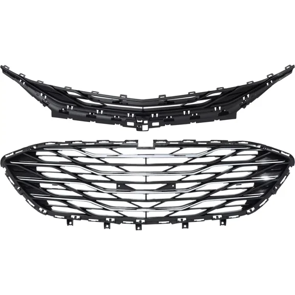 CCPAO Compatible with 2019-2023 Chevrolet Malibu Front Bumper Upper Lower Grille Black Chrome 3PCS
