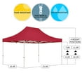 thumbnail image 2 of Red 10x15 Instant Canopy Tent with 3 Full Walls and 1 Half Wall - Commercial Grade Steel Frame with Water-Resistant Canopy Top and Sidewalls - Bonus Canopy Bag and Stake Kit Included (5 Colors), 2 of 8