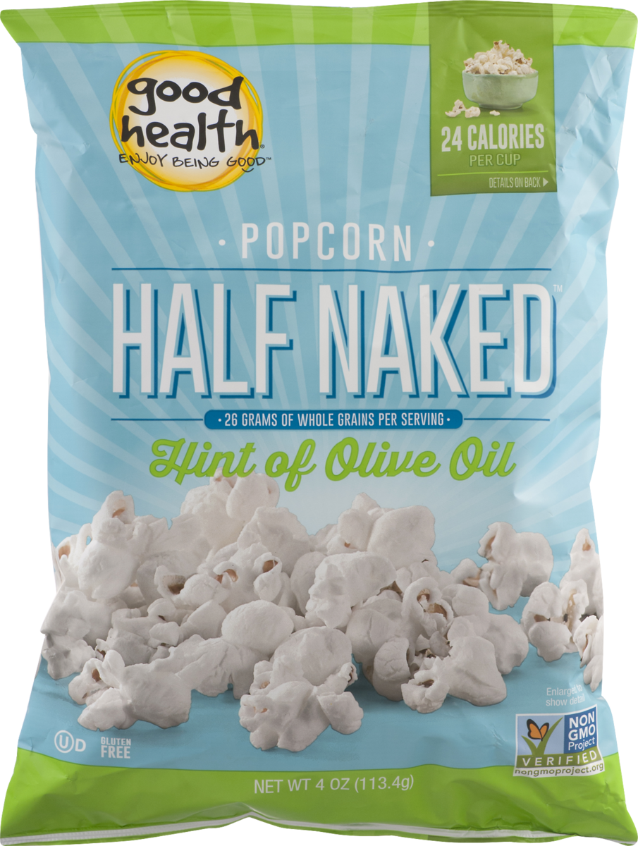 Good Health Half Naked Popcorn with Hint of Olive Oil 4 oz. Bag (6 Bags