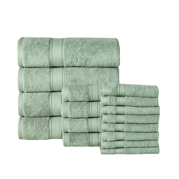 16PC Bath Towel Set (4 Bath, 4 Hand & 8 Wash) Jade, Addy Home Best