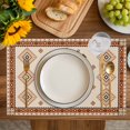 thumbnail image 4 of Boho Geometric Placemats Set of 8, Country Ethnic Nation Abstract Motifs Placemats for Dining Table, Place Mats for Kitchen Tabletop, Waterproof Wipeable Dining Table Mats Set, 4 of 9