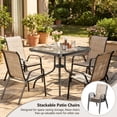 thumbnail image 5 of Pirecart 5-Piece Outdoor Patio Dining Set with 4 Textilene Chairs and Square Table, Brown, 5 of 15