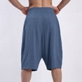 thumbnail image 7 of Mlzmgr Cotton Linen Shorts for Men Loose Fitted Drawstring Knee Length Breathable Lightweight Loungewear Shorts, 7 of 7