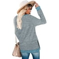 thumbnail image 6 of SWQZVT Shirts for Women Fall Long Sleeve Tops Fashion T Shrts Crew Neck Color Block Casual Tunic Tops Side Split Lightweight Pullover Sweatshirts Lightblue Size S, 6 of 8