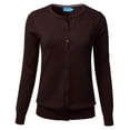 thumbnail image 1 of Women Button Down Crew Neck Long Sleeve Soft Knit Cardigan Sweater (S-3X), 1 of 4