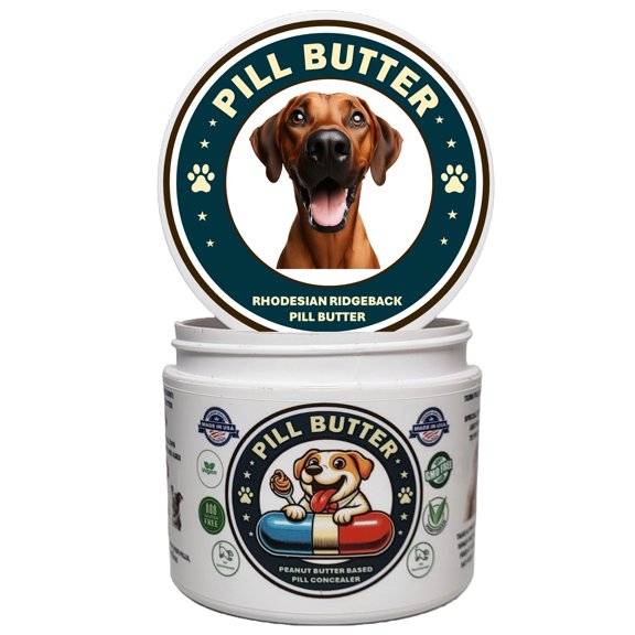Pill Butter: Rhodesian Ridgeback Dog Treats to Wrap Pills - Moldable Non-Sticky Paste of Human Grade Real Dog Peanut Butter (60 Servings)