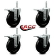 thumbnail image 2 of 5 Inch Soft Rubber Swivel 5/8 Inch Threaded Stem Caster Set Total Lock Brake, 2 of 2