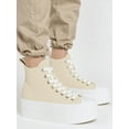 thumbnail image 5 of TOP MODA Women High Top Platform Sneakers Canvas Lace-Up Fashion Shoes Flatform Thick Sole Casual Streetwear Trainers SHERRY-1 Canvas Beige 5.5, 5 of 5