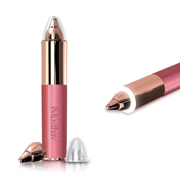 iMusthav Portable Flawless Epilator for Eyebrow, Nose & Ear Hair Removal Painless Electric Razor, 18K Gold-Plated, 360° LED Light