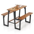 thumbnail image 2 of Costway Patio Picnic Table Bench Set with Acacia Wood Tabletop Benchtop Built-in Footrests, 2 of 10